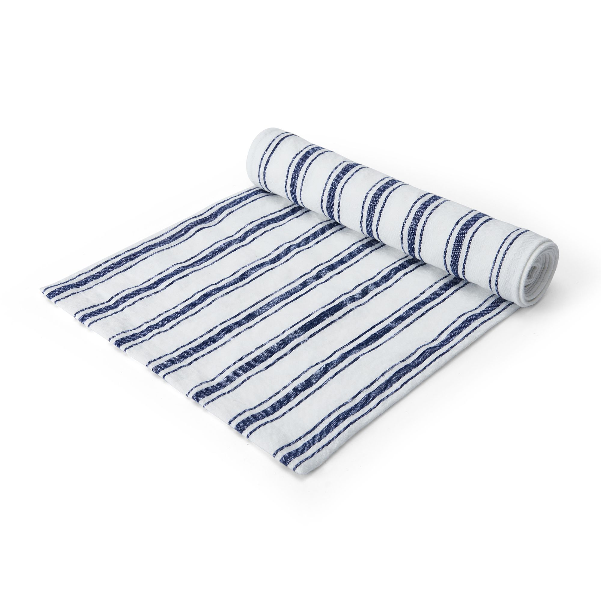 Mikasa Navy Stripe LinenBlend Table Runner, 230 x 34cm
